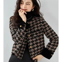 Manteau Femmes Automne Hiver Classique HighGrade Rétro Veste Ajouter Coton Rembourré Petit Parfum Plaid Tweed Vêtements D'extérieur Dames Tops 240226