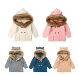 Mounds 2019 Nouvelle mode Baby Sweater Metter Col Collier de fourrure Animal Animal tricot Baby Mabot Automne Vêtements chauds d'hiver pour bébé garçon