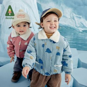 Abrigos Amila Baby Coat 2022 Winter New Children's Cartoon's Galdia a prueba de viento Boys and Girls Canagody Algodón Grosamiento Fashion