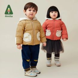 Lagen Amila Kinderkledingmeisjes en jongens 2022 Winter Nieuwe schattige kleding Multicolor mode Outerwear jas
