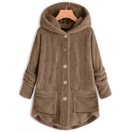 Jassen en jassen Dames Winter Bontjas Plus Size Lange Mouwen Warme Vrouw Oversize Hooded Jacket Dames