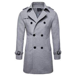 Manteaux automne et hiver pour hommes, Trench-Coat Long en laine, taille asiatique, pardessus en tissu, couleurs noir et gris, nouvelle collection S-2XL