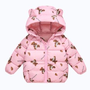 Mouilles à vêtements de bébé veste 06y Hiver épaisse chaude veste veste fille veste dessin animé ours veste rembourrée à capuche mignonne