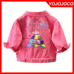 Coats Baby Girl Veste 06y Spring and Automne Fashion Denim Veste Denim Cartoon Girls Denim Jacket Windbreaker Children's Veste