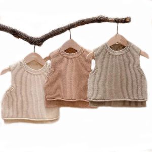 Manteaux Baby Girls Pulls Baby Girl Solide Sans Sans Souplie Gest Baby Boys Pullers Knit Vest Kids Toddler Automnewearwear