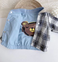 Abrigos niños duplicar la ropa de uniforme de béisbol para recién nacidos otoño niña niña para bebé chaqueta de moda a cuadros dibujos animados