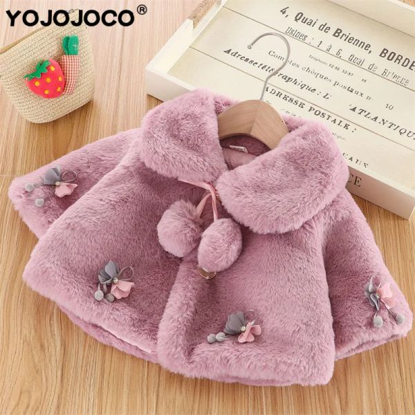 Coats Girl Veste d'hiver Baby Princess Fur Cloak Jacket for Baby Clothes Newborn Baby Girls Veste Hiver Babil