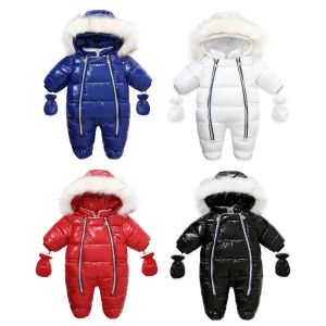 Manteaux NOUVEAU-né bébé bébé Hiver Hotted Rober Snow Wear Wear Baby Girls Boys Couleurs Soule Rusette avec des couvercles de pied