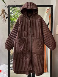 Abrigos Lagabogy 2023 invierno mujer Casual largo con capucha chaqueta acolchada ultraligera 90% plumón de pato blanco mujer otoño Parka de gran tamaño