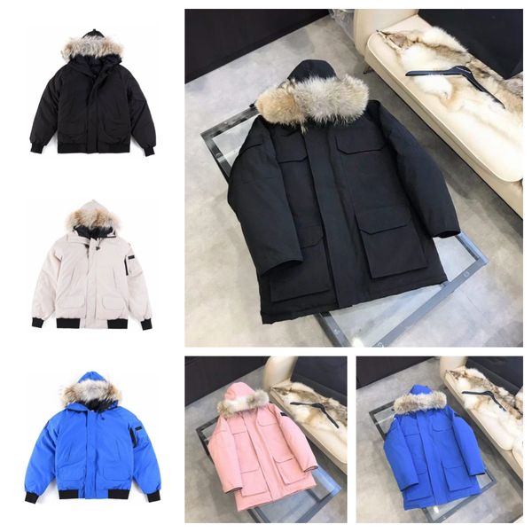 Abrigos para hombre para mujer Chaqueta de invierno canadiense Abrigo a prueba de viento al aire libre A prueba de agua Puffer Colla gruesa Real Wolf Fur Moose Top Knuckles