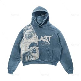 Manteaux Streetwear gothique décontracté Alphabet Blast imprimé motif hommes vêtements crâne mode sweat à capuche hommes Harajuku rétro Y2K sweat à capuche 240126