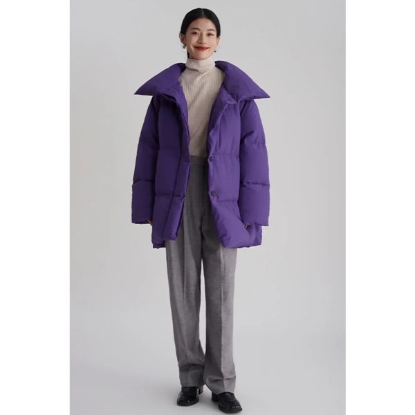 Manteaux SUPER VIP 2022 hiver femmes couleur violet mi-long manteau en duvet de canard blanc