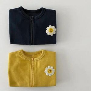 Coats Toddler Boy Fashion Sun Flower broderie Fond manches manchette fille solide nouveau coton zipper cardigan kid allmatch veste simple