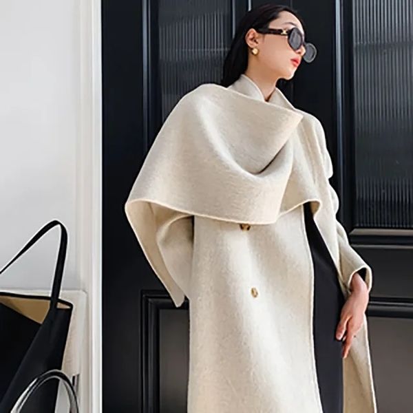 Coats Woman Winter Scarf Sollar Drop épaule Veste en cachemire double face manteau de laine de luxe haut de gamme