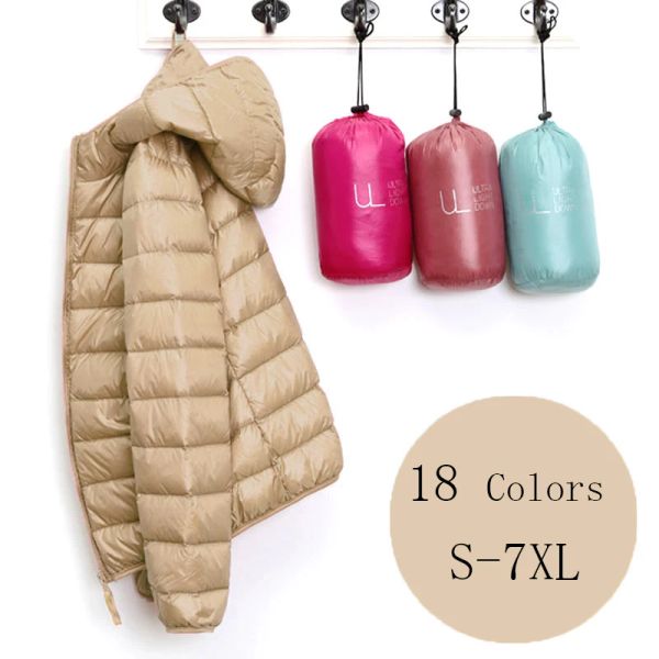 Abrigos chaqueta acolchada para mujer, 18 colores, de talla grande 5XL, 6XL, 7XL, novedad de primavera y otoño de 2023, abrigos con capucha ultraligeros para mujer