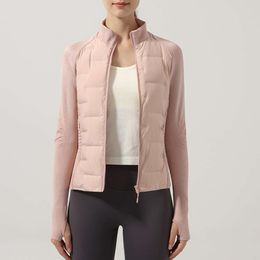 Coatwomen Mackages Veste de sport d'hiver en duvet d'oie pour la chaleur Coupe ajustée Épissage sans couture Vêtements de course et de fitness légers 299