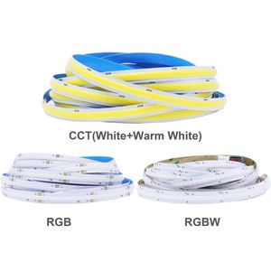 Tira de luces LED COB CCT/RGB/RGBW 840LEDs/m de alta densidad Flexible FOB COB RA90 luces Led regulables lineales DC24V