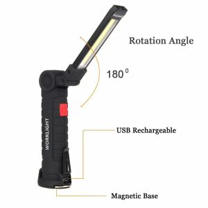 COB LED LAMP 5 Modi USB Oplaadbaar ingebouwd in batterij LED -licht met magneet Portable zaklamp Outdoorzzz