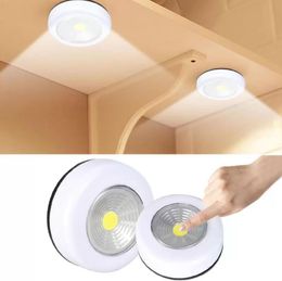 COB LED Nachtlampje Garderobe Touch Light Lamp 3W Batterij Powered Kitchen Cabinet Closet Push Tap Home Stick op Lampen