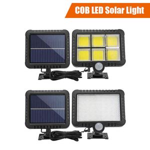 COB LED Solar Light Outdoor Lighting Garage Beveiliging Licht PIR Bewegingssensor Tuin Decoratie Zonnemuurlamp Spotlight J220531