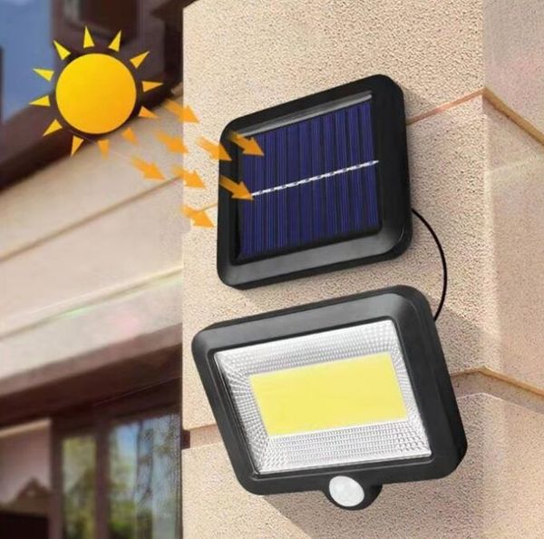 Applique murale solaire LED COB avec capteur de mouvement PIR, imperméable, éclairage d'extérieur, lampe de sécurité d'urgence