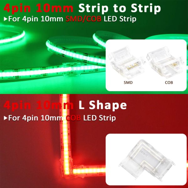 Conector de tira LED de mazorca 2pin 3pin 4pin 5 mm 8 mm 10 mm Free de soldadura de soldadura de alambre rápido para RGB CCT Single Color LED Lights