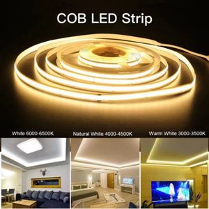 COB LED Strip Licht voor autokamer decoratie 12V 24V 480LED/M Warm koele witte flexibele lineaire tape -lichten bar