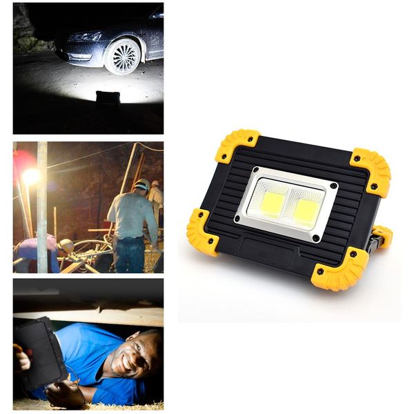 DHL COB Lámpara de trabajo recargable Reflector 20w 1500LM Carga USB Reflector portátil Luz de emergencia Led Luz de inundación al aire libre