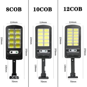 Projecteurs solaires COB lumières télécommande capteur de mouvement PIR LED lampadaire solaire extérieur projecteur étanche applique murale de jardin LL