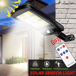 COB Solar Street Lights Outdoor Garden Waterdichte wandlamp PIR Bewegingssensor Smart afstandsbediening Licht