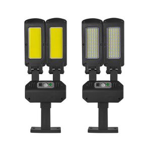 COB Solar Wall Lights Rotatable dubbele kop wijd hoekverlichting bewegingssensor 200cob buiten waterdicht voor Garden Street Yard