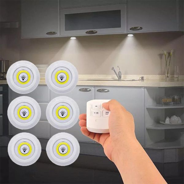 COB sous armoire lumière LED télécommande sans fil gradation armoire lampe de nuit maison cuisine chambre lampes de chevet