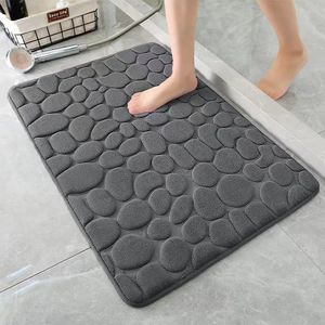 Cobblestone Carpet Coral Fleece Floor Mat Household Non Slip Bathroom Kitchen Mat Super Water Absorbent Floor Mat Entrance Door Mat Rugs W0170