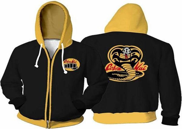 Cobra Kai Sweet TV série télévisée 3D Sweatshirt à capuche imprimé Hommes Femmes Fashion Zipper Automne Hiver Hoods Hoody Mabères Unisexe C5413841