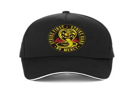 Cobra Kai Hombres Hat Boxing Strike First Strike Hard No Mercy 80S Karate Kid Movie Men039s Baseball Cap Snapback Hat78273856625276