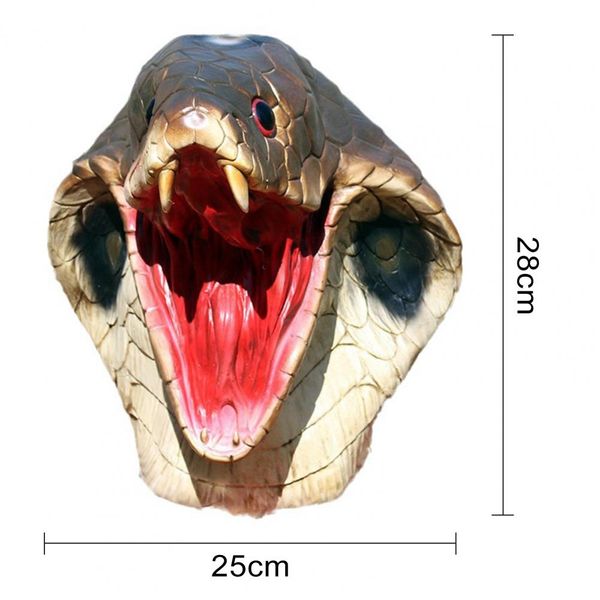 Cobra Masque Realist Snake Head Masque réaliste Cobra Reniste Costume Costume de serpent en latex Masque Halloween pour Cosplay Carnival Party