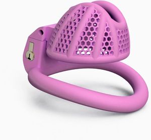 Cock Cage Mini Mesh Ventilatie Kuisheid Kooi met 4 penisringen BDSM Fetish Sex Toys Adult Games 3D Resin Slaven Kuisheidsapparaten voor mannen (Pink-32mm)