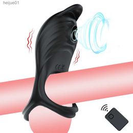 Cock Ring Vibrator voor Man met Zuigen Functie Penis Ringen Afstandsbediening Clit Stimulator 5 Trillingen Seksspeeltje voor mannen Koppels L230518