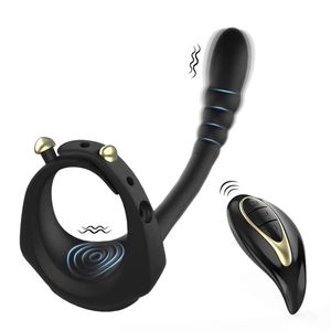 Vibratrice de cock anal bouchon à bout de massage de massage de massage verrouillage pénis stinis stimulateur masturbateur à distance toys sexy pour hommes