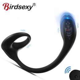 Cock vibrator mannelijke prostaat massager afstandsbediening plug anale kont stimulator sperma vergrendeling ring penis cock sex speelgoed voor mannen paar 240401