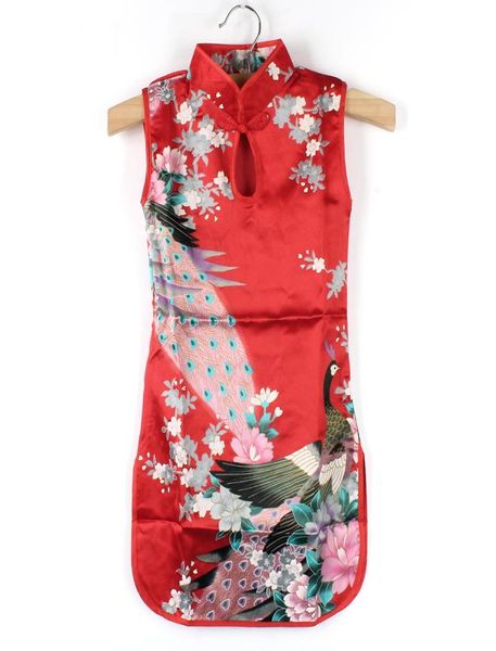 COCKCON été chinois enfant filles bébé paon Cheongsam robe Qipao 28Y Clothes7352596