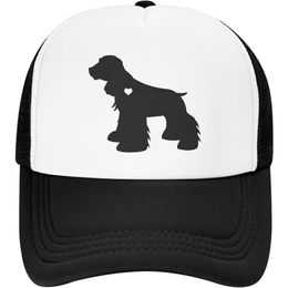 Cocker Spaniel Dog Silhouette Trucker Hat Heart Mesh Cap pour enfants filles garçons léger réglable casquette de baseball