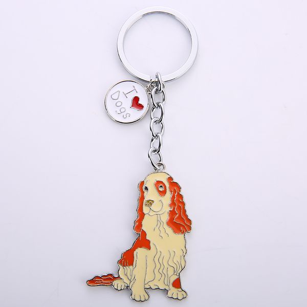 Cocker Spaniel Pendentif Chaînes de clé pour hommes Femmes Couleur Argent Couleur En Alliage En Alliage Pet Charm Car Keychain Porte-clés porte-clés porte-clés porte-clés