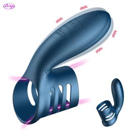 Cockring Vibrators Voor Paar Riem Op Penis Ring Mannen Cock Brancard Vertraging Lock Set Sexy Speelgoed Vrouwen Clitoris Stimulator anale Plug