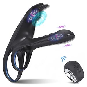 Cockringen 3 In 1 Draadloze Vibrator Penisring Vertraging Ejaculatie GSpot Clitoris Stimulator met Cock Ringen Speeltjes voor Mannen koppels 231124