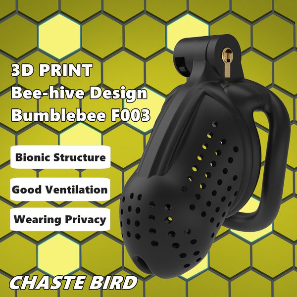 Cockrings Impression 3D Bee-hive Design Respirant Cock Cage 2 Types d'anneaux de pénis Dispositif de chasteté masculine Produits pour adultes Sex Toys F003 230801