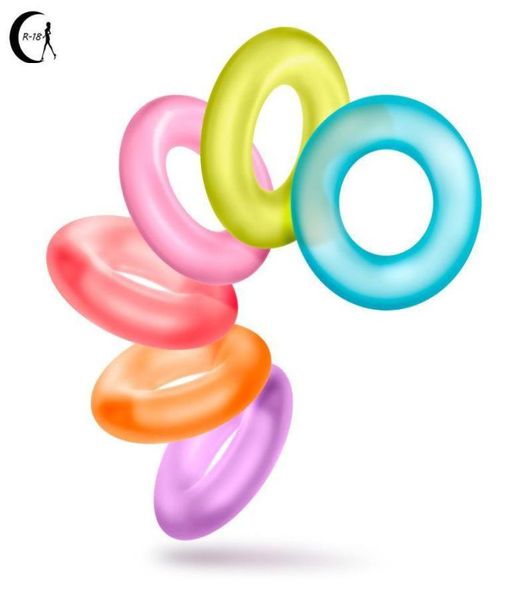 Cockrings 6 pièces beignets durables anneaux de pénis en silicone retardant l'éjaculation anneau de pénis colle Flexible jouets sexuels pour hommes Stay8663001