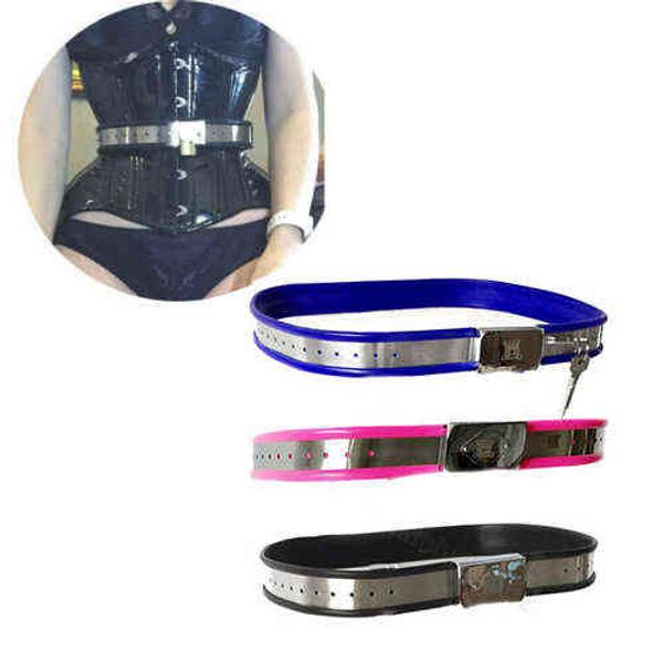 NXYCockrings Ceinture de chasteté réglable en acier inoxydable, bande de taille en métal, contraintes de bondage pour femmes et hommes, vêtements fétichistes, outils BDSM, jouets sexy 1124