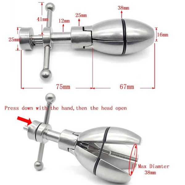 NXY Cockrings Anal sex toys Dilatateur en acier inoxydable Ass Dispositif de chasteté en expansion Butt Plug Lock Anus Sex Toys Pour Femmes Hommes Couples Adult Supply 1123 1124