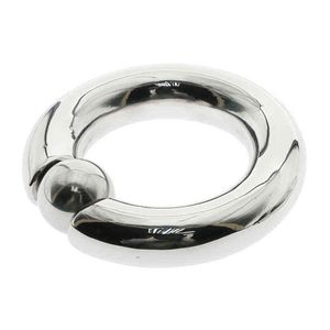 NXYCockrings Anillo de pene masculino de acero inoxidable Bloqueo de pene Peso pesado Bola de metal Camilla Escroto Retraso Eyaculación Juguete sexual para hombres 1124